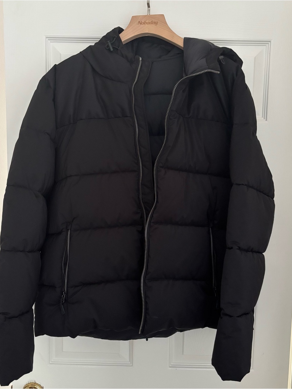 32 Degrees Black Hooded Quilted Puffer Jacket